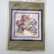 Something Special Counted Cross Stitch Kit Cats And Bows 50340 14"X14" New