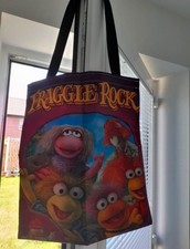 Fraggle Rock Canvas Tote Bag Multicolour Graphic Print with Black Double Handles