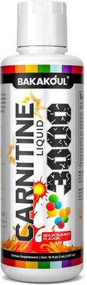 L Carnitine Supplement Liquid 3000 mg, with BCAA - Sour Gummy Flavor - 16 fl oz.