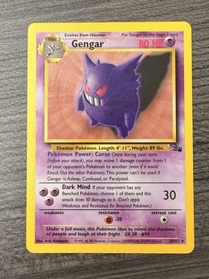 1999 Pokemon Fossil Gengar #20 RAW NM/MINT POSSIBLE PSA 10. CLEAN  