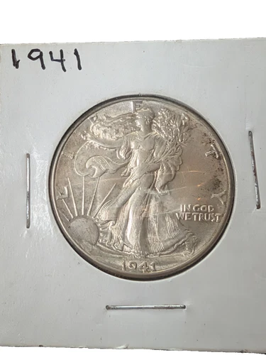 ​1941 Walking Liberty Silver Half Dollar - 90% Silver - AU Condition - Nice