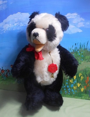 Vintage Mohair German Hermann Panda Teddy Bear Growler - Germany