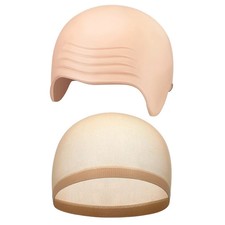 2 Pieces Halloween Bald Cap Makeup Latex Bald Head Wig Caps Cosplay Costume f...