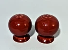 Fiesta Scarlet Red Set of Round Salt and Pepper Shakers Near Mint Condition