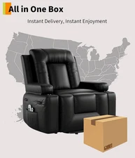 Elderly Power Lift Recliner, Adjustable PU Sofa Chair w Lumbar Support & Massage