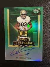 CHASE CLAYPOOL ON CARD AUTO/RC 2020 Green LEAF VALIANT Take it to the House Card