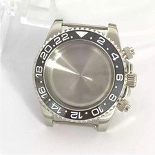 40MM SUB Quartz Watch Case Flat Sapphire Glass  Ceramic Bezel for VK63 Movement