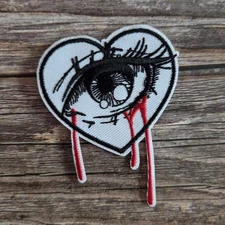 Emo Crying Blood Eye Heart  Punk Gothic y2k style Iron on Patch
