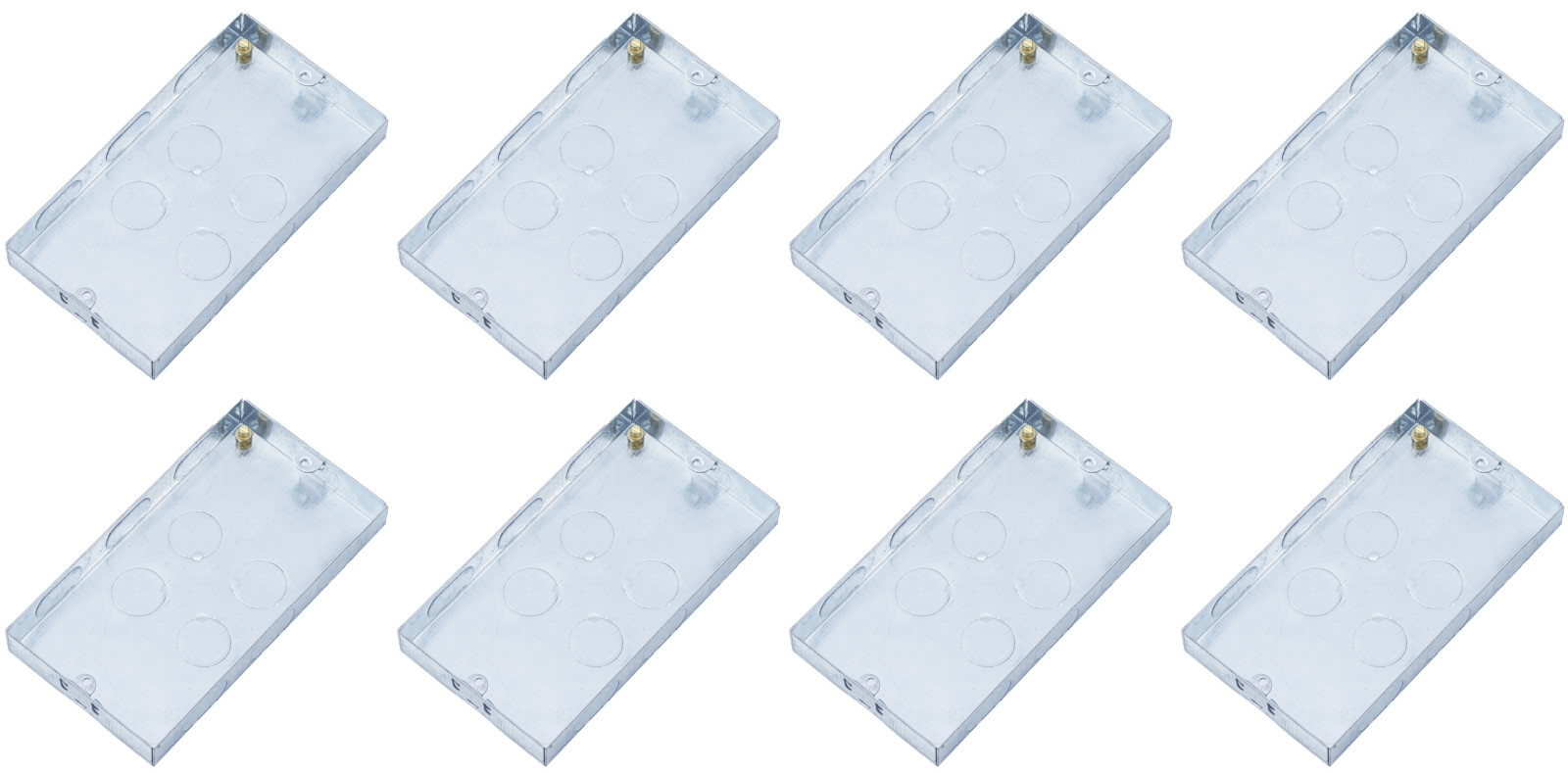 8x Securlec Double Twin Metal 2 Gang Back Box Electrical Wall Sockets - 25mm
