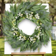 30inch Eucalyptus Wreath for Front Door - Large Artificial Greenery Outdoor W...