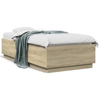 Bettgestell Mit Led Sonoma-Eiche 90X190 Cm Holzwerkstoff