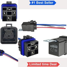 4 Pin 40 30 Amp 12V DC Waterproof Automotive Relay Heavy Duty Wire Tinned