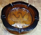 Vintage Extra Large Federal Eagle Dark Amber Heavy Glass 10" Giant Ashtray