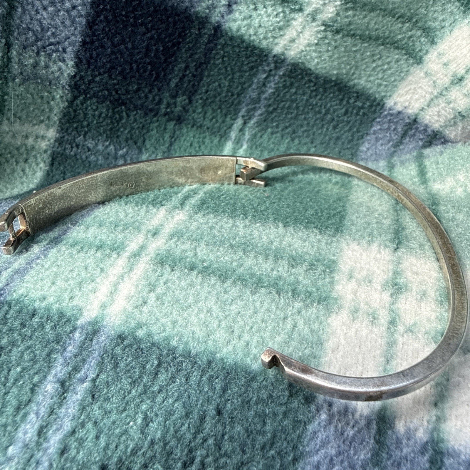 Mexico 925 Solid Silver hinged bangle bracelet-gr… - image 9