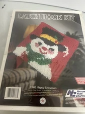 National Yarn Crafts Christmas Latch Hook Kit Happy Snowman XP63 Frosty NEW