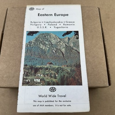 1971 AAA Map of Eastern Europe - World Travel Map - 8 Countries Printed USA