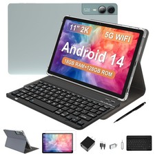 FESABOLE 2026 Latest 11 inch Android Tablet, 18GB RAM, 128GB ROM, 1TB Expand, 2K