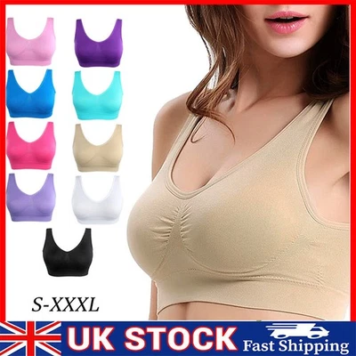 3 PACK Womens Ladies Sports Sleep Comfort Bras Full Cup Non-Wired Seamless Soft
