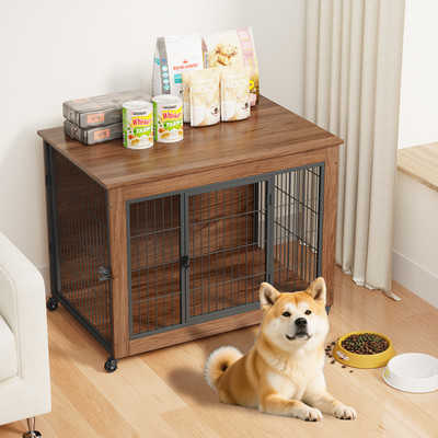 Dog Crate Furniture with Wheels for Small Dogs, Heavy Duty Dog Kennel Indoor