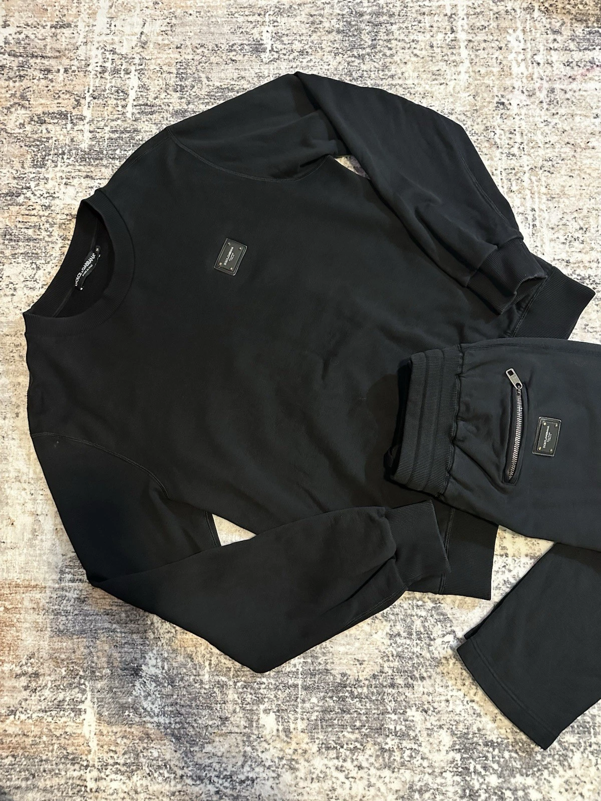 Dolce Gabbana — AUTHENTIC - Dolce Gabbana Jogger Set (Black) Size 54 Top 50 Bottom Italy
