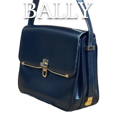 Rare BALLY Shoulder Bag Handbag 2way Turn Lock Shoulder Black 8a
