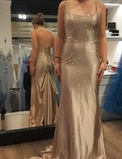 Morilee Madeline Gardner Gold Prom Dress Size 10