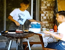 1960s Kids Backyard Picnic Playing Swinging Hose 8mm Movie Film