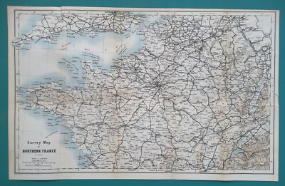 1874 MAP - Northern FRANCE  BELGIUM LUXEMBOURG 10.5 x 16.5 inches (27 x 42 cm)