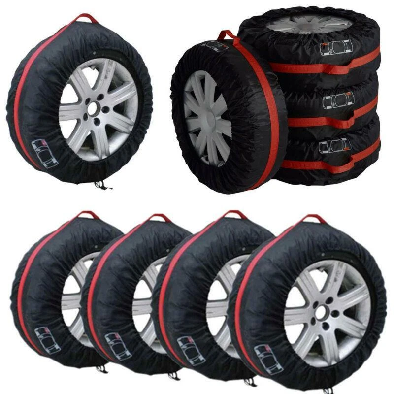 Cubierta de protección de neumáticos de repuesto para automóvil de 16"-22" bolsa de transporte asa bolsas de almacenamiento 4 piezas Foto 2 de 4