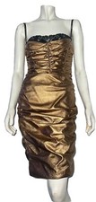 Vintage F/W 2007 Copper Leather DOLCE & GABBANA Bustier Corset Dress Sz 44