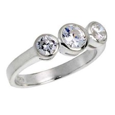 Sterling Silver 3-Stone Engagement CZ Ring, 5mm 0.50ct Brilliant Cut Center CZ