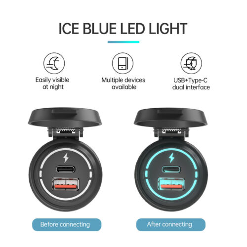 12V USB Charger Socket Fast Charging IP66 Waterproof PD Type C QC 3.0Car Charger - Picture 10 of 12