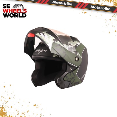 Genuine vega crux dx camouflage flip-up full face helmet with clear