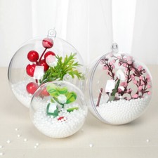 10x Clear Plastic Balls DIY Fillable Bauble Ornaments Ball Hanging Christmas