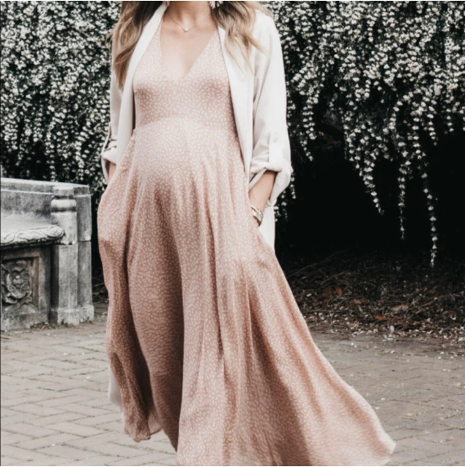 Hatch Maternity Blush Pink Floral Viscose Dress Size 1 - Image 2 of 4