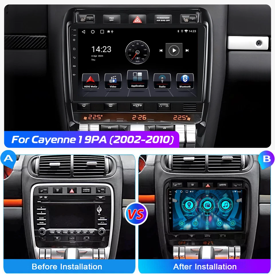 PARA PORSCHE CAYENNE ANDROID 14 CARPLAY COCHE ESTÉREO RADIO GPS NAVEGACIÓN 2002-2010 + CÁMARA Foto 3 de 4