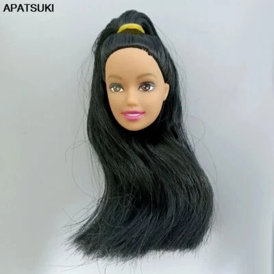 1/6 Puppenkopf für 11,5" Puppen Schminke Kopf mit schwarzen langen Haaren Köpfe - Bild 1 von 3