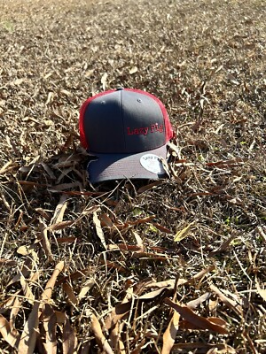 Richardson 112 Original Trucker Hat Snapback Gray & Red Mesh. Lazy pig
