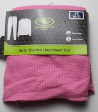 New Girls Size XS 4-5 Athletic Works Pink Thermal Underwear Set