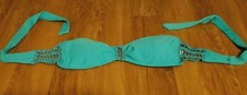 American Eagle Womens M Blue Bikini Bandeau Top w Crochet Sides  Keyhole Bust