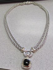 Stunning David Yurman Black Onyx Diamond Double Necklace 18 inch Make Offer