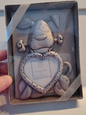 Sonoma Pewter Dog Photo Frame Free Standing Holds 2 1/2" Heart Shaped Photo NEW