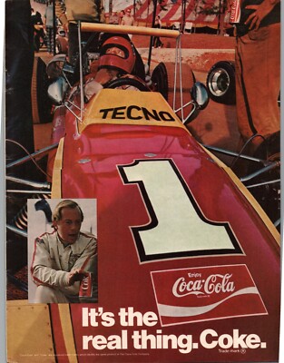 Vintage Print Ad 1971 Coca Cola Tecno Race Car