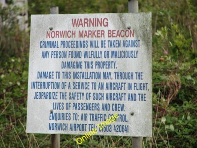 Photo 6x4 Norwich Marker Beacon site (sign) Rackheath For a wider view of c2014