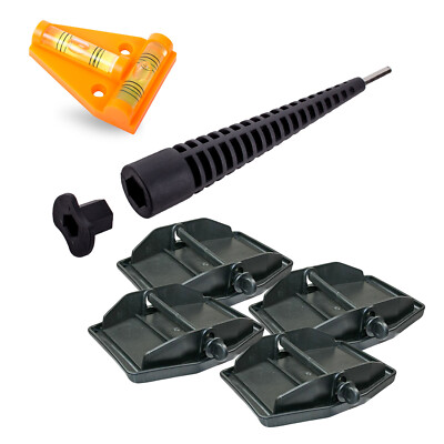 MaxiFoot Stützplatten + ProPlus Akkuschrauberaufsatz + Wasserwaage für Wohnwagen