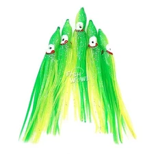 Fish WOW! 4.75" Fishing Squid Skirts Octopus 12cm Hoochies Lures lot Chartreuse