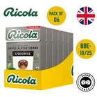 6x Ricola Liquorice Swiss Herbal Drops Lozenges Sweets Sugar Free 45g BBE-10/25