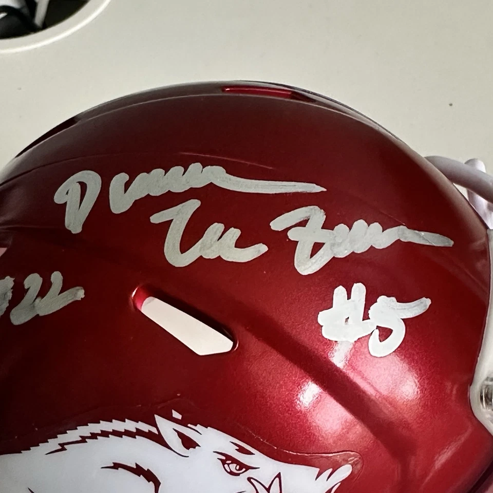 Arkansas Razorbacks Helmet Darren McFadden Felix Jones Peyton Hillis Triple Auto - Image 4 of 4
