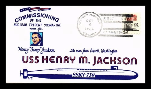 US COVER USS HENRY M JACKSON SSBN-730 FIRST DAY COMMISSION NAVAL CANCEL