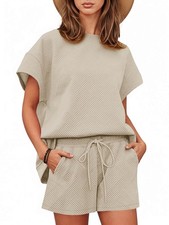 Tankaneo Womens 2 Piece Short Sets Outfits Summer Matching Lounge Set Casual ...